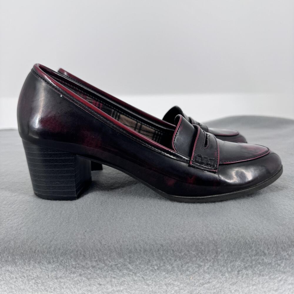 VTG Y2K American Eagle Shoes Womens 7 Burgundy Penny Loafer‎ Pumps Block Heel
